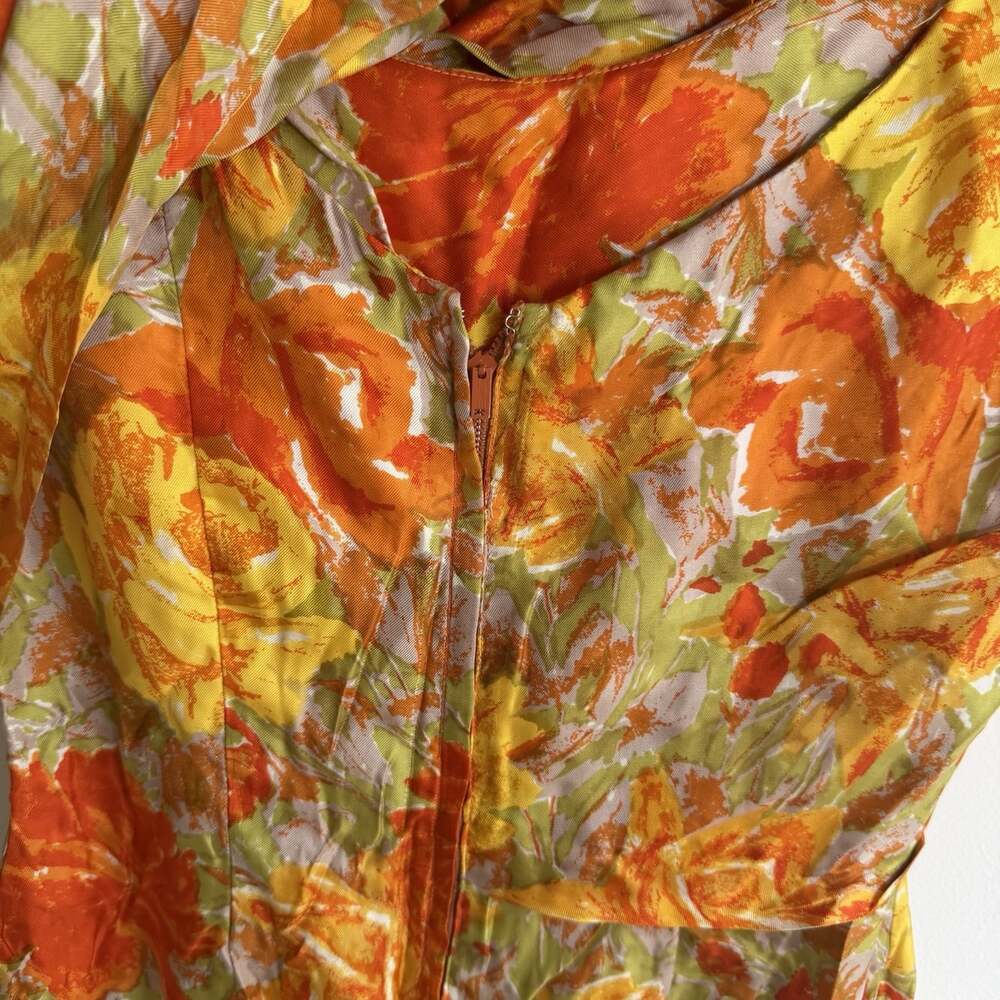 Vintage 50s Suzy Perette New York Floral Satin Sheath Wiggle Dress ILGWU Size 8 - Picture 4 of 5